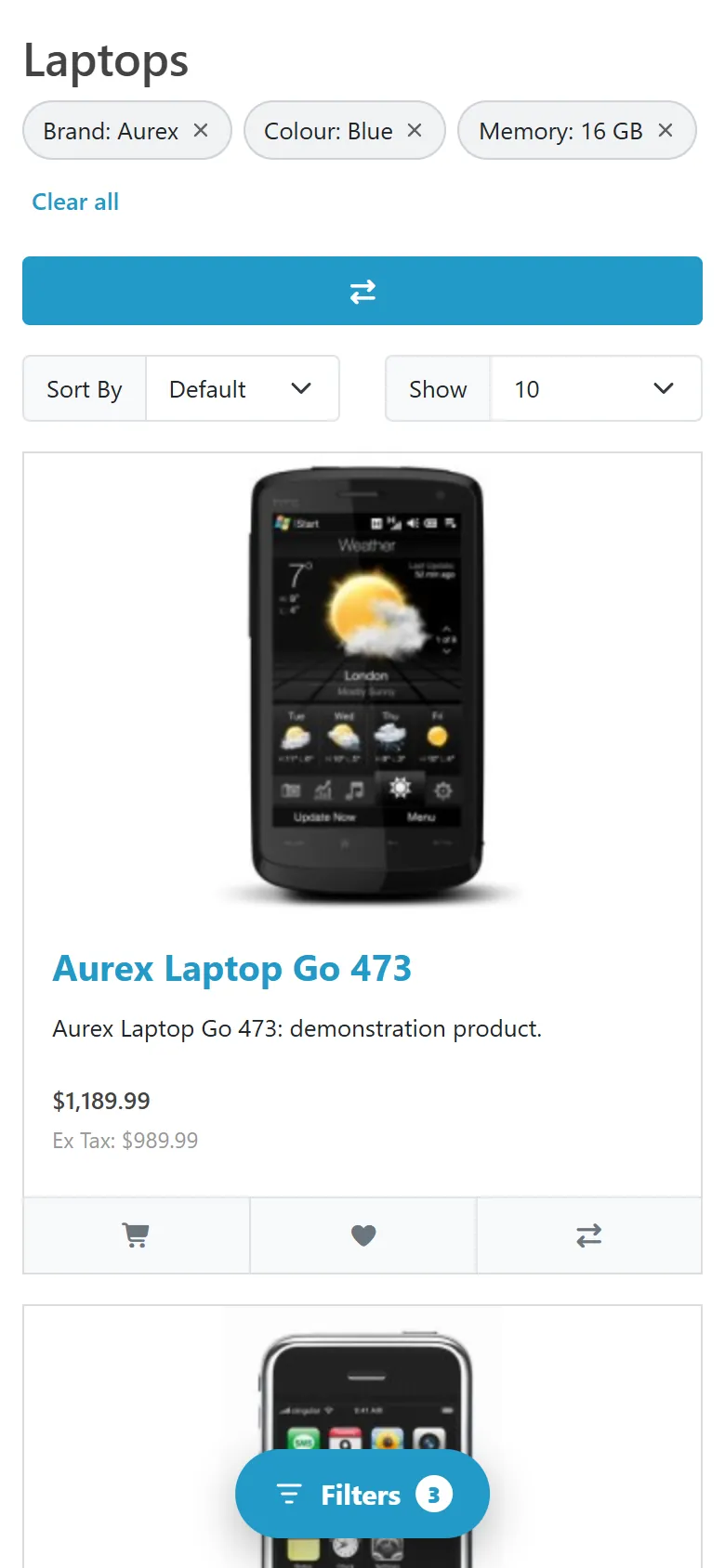Filtered list with chips on a phone