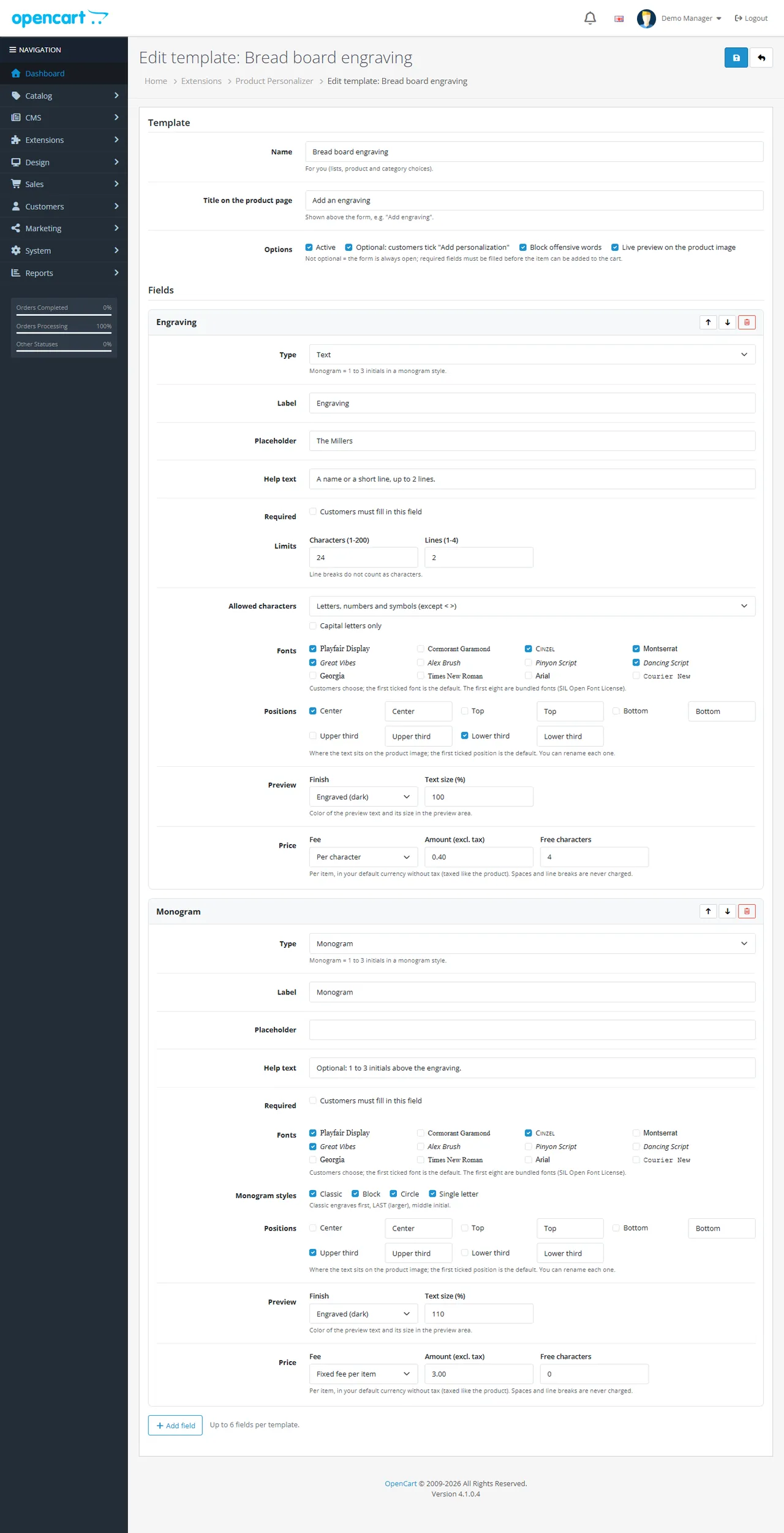 Template editor