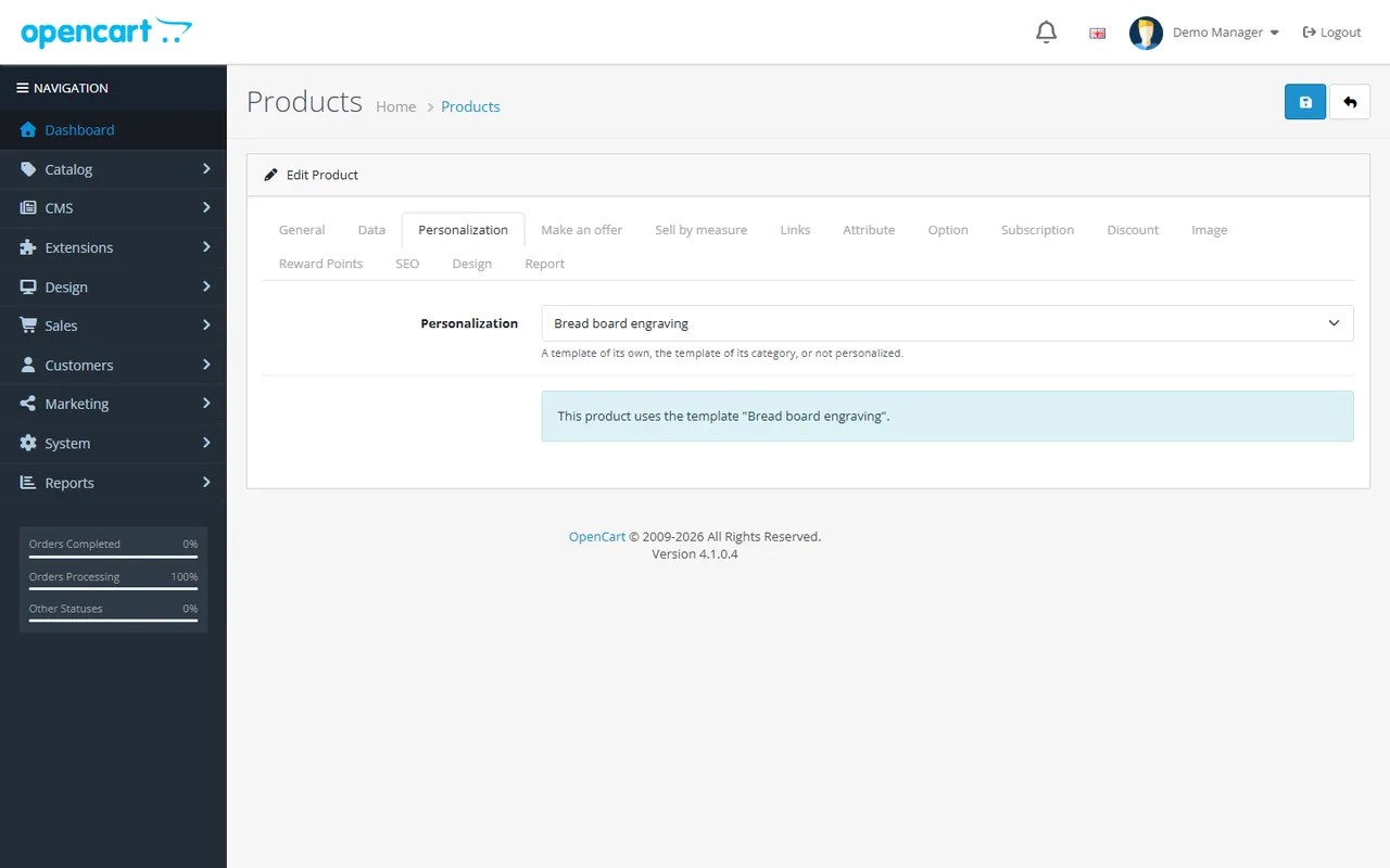 Product tab