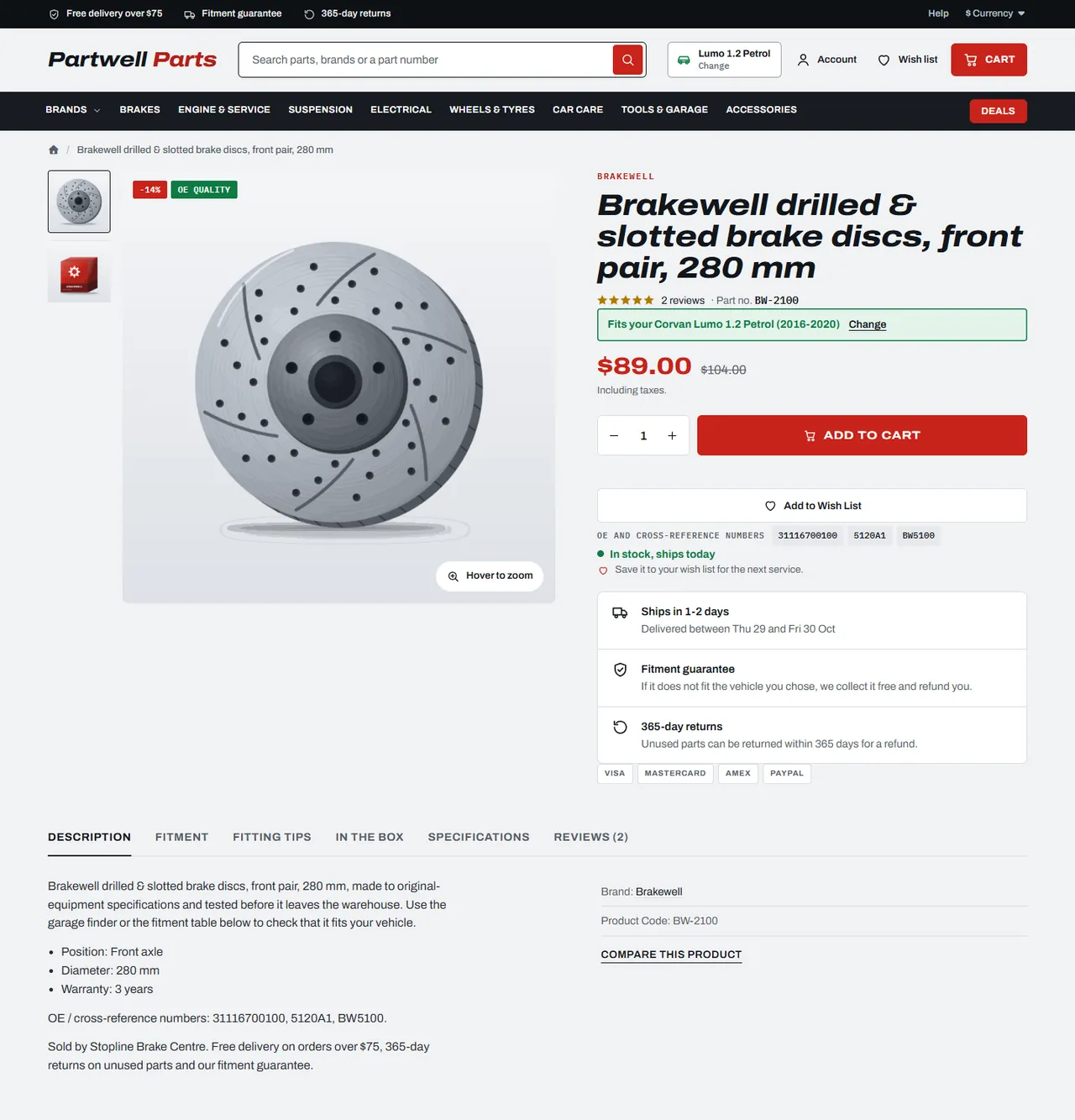 Axle product page