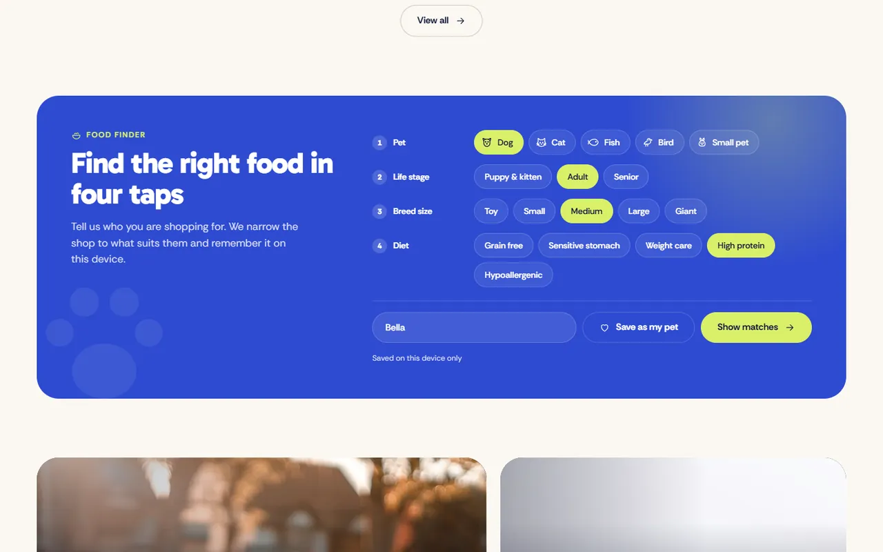 The food finder with a pet being saved