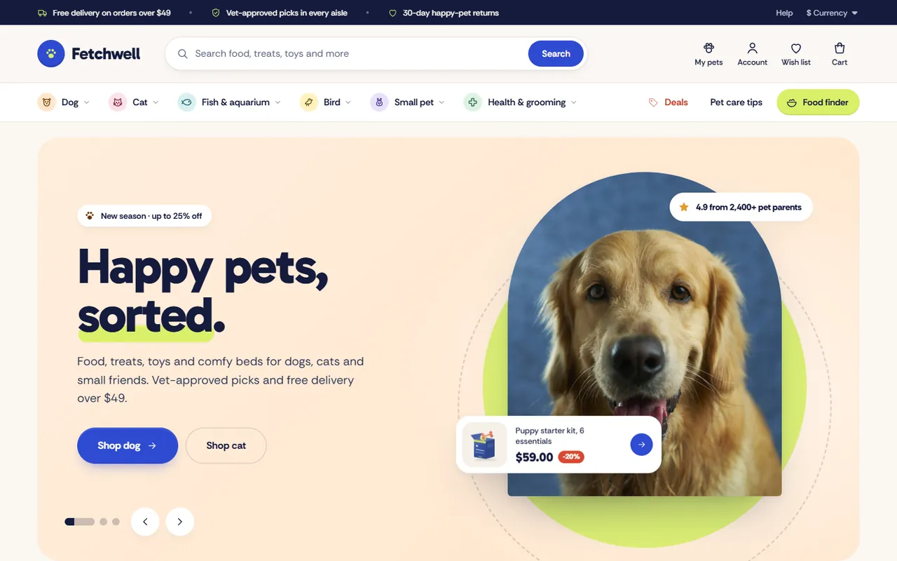 Fetch home page, Park preset