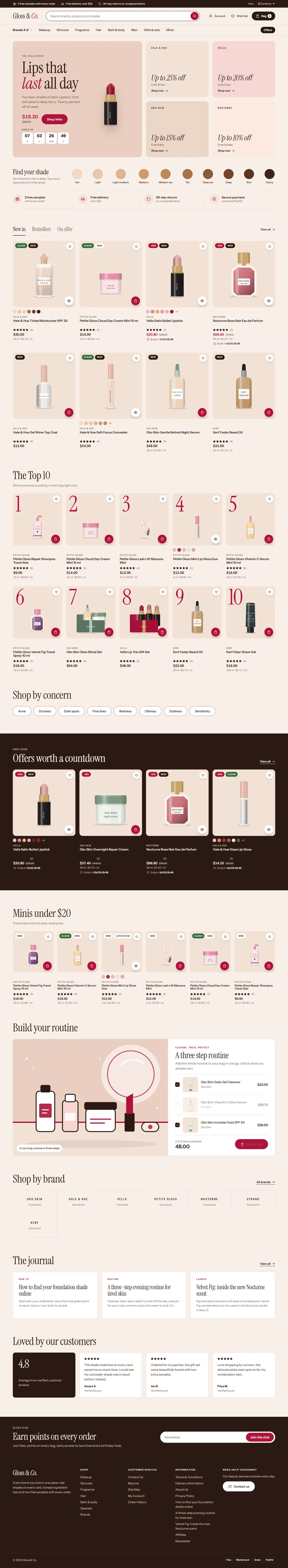 Gloss home page, Nude preset