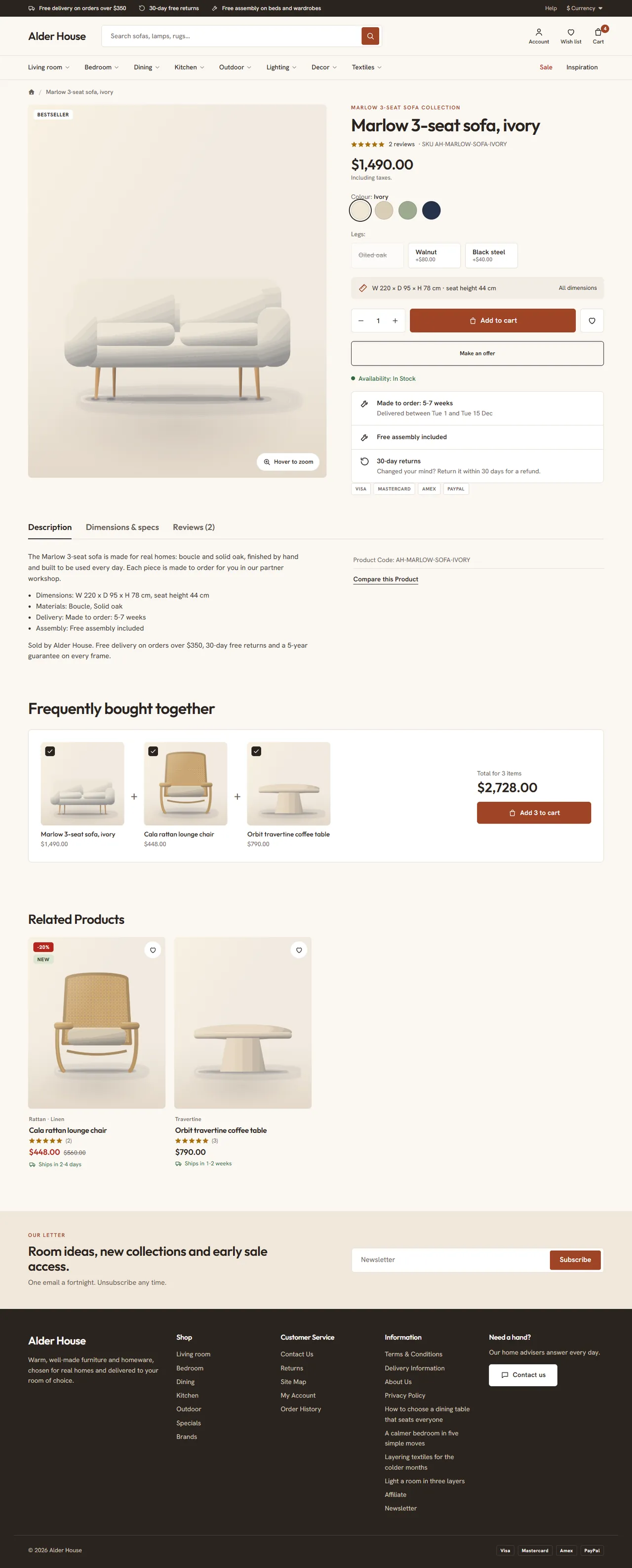 Hearth product page