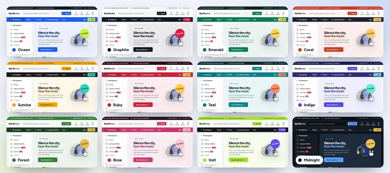 The 12 colour schemes