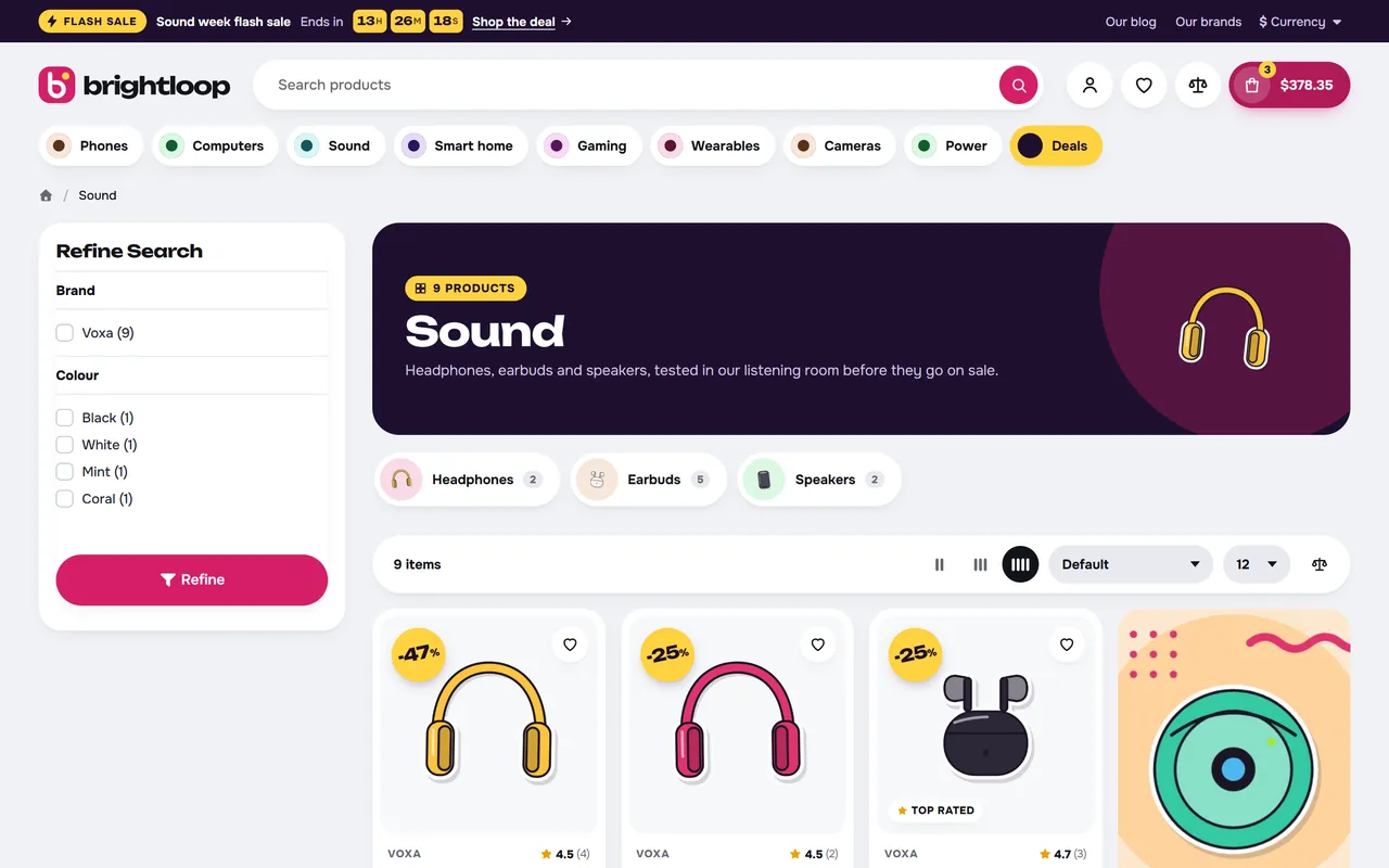 Category page with a deal cell in the grid