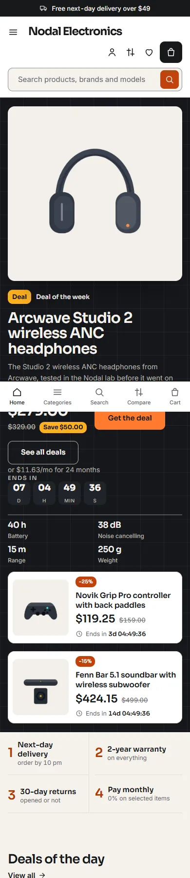 Volt home page on a phone